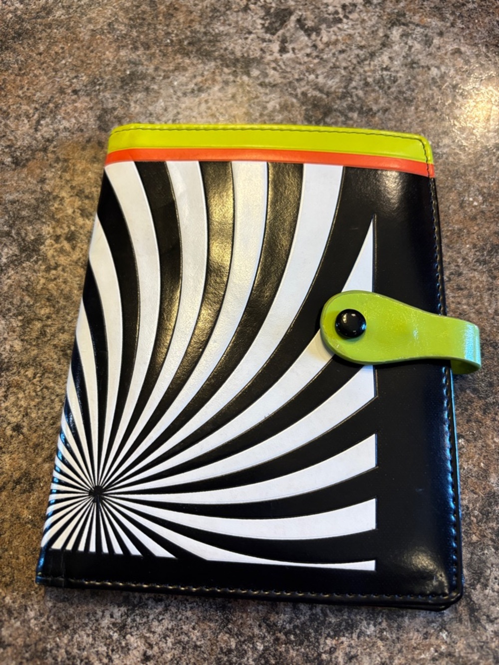 Ulu Black White Spiral Wallet with Neon Lime Accent